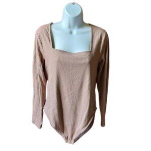 OLD NAVY Beige Long Sleeve Body Suit Size XL
